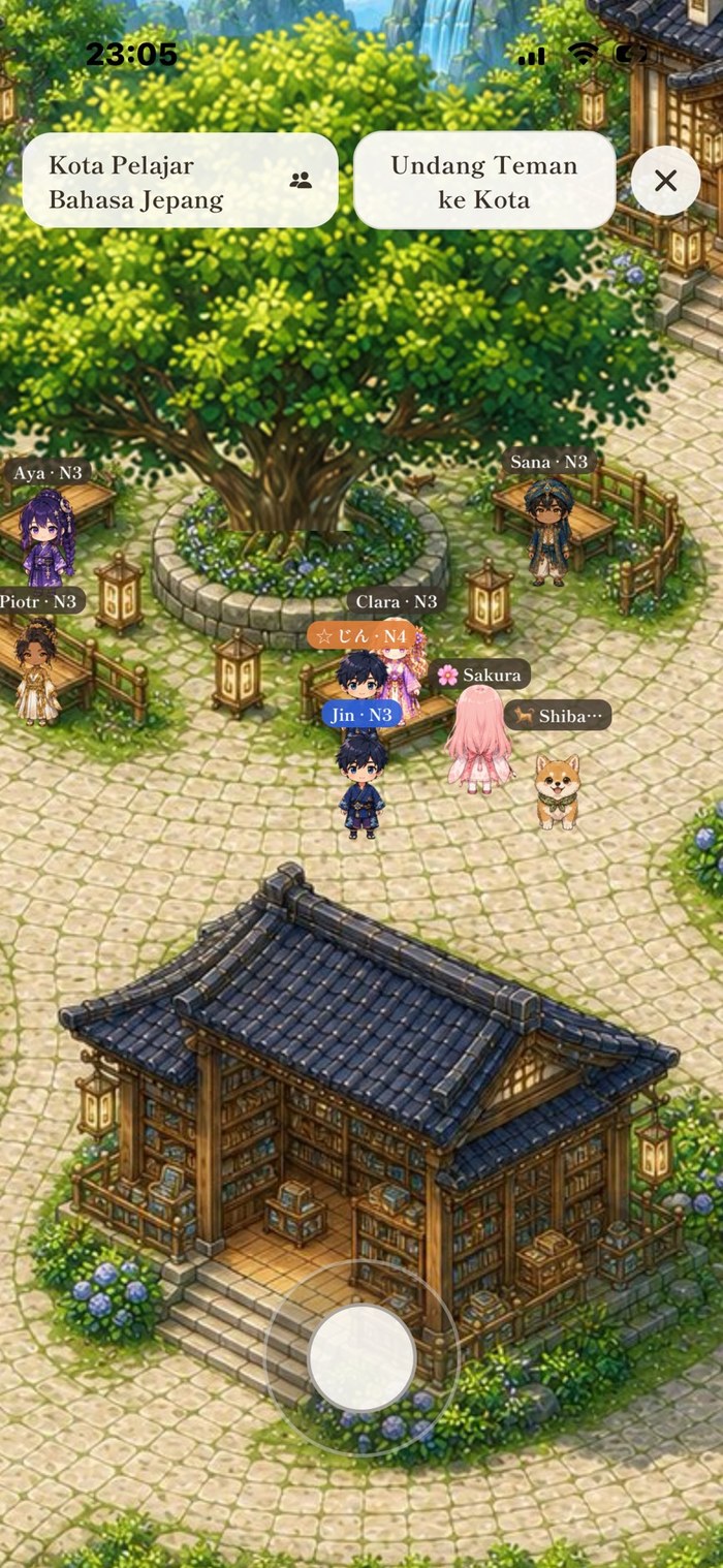 Kota untuk Pembelajar Bahasa Jepang — mengobrol dengan avatar dan terhubung dengan teman