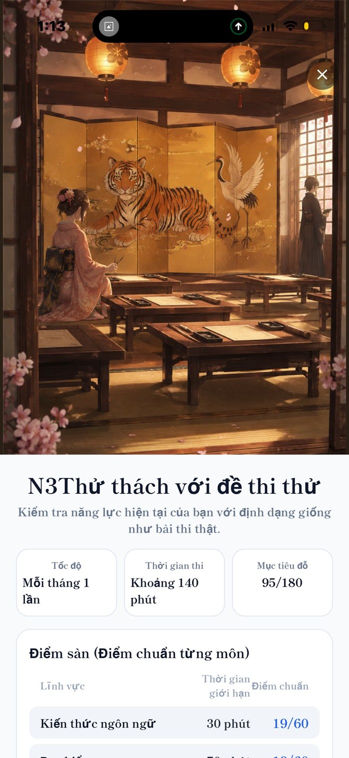 Thi thử — định dạng kỳ thi thật, thời gian, mức điểm đỗ và điểm sàn từng phần