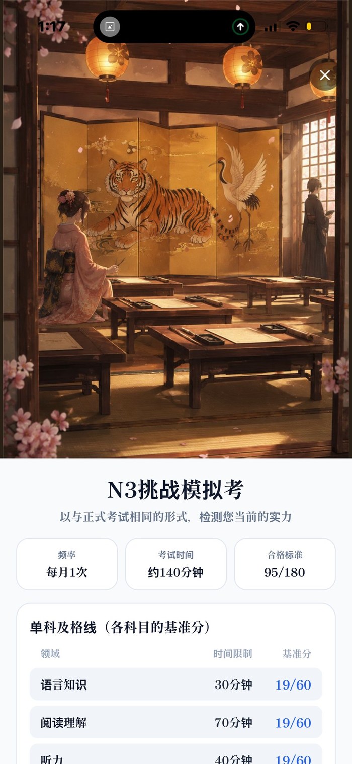 模拟考试 —— 真实考试题型、时限、合格线与各部分最低分数线